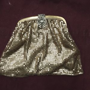 Vintage Whiting & Davis Gold Mesh Bag With Rhinestone Clasp